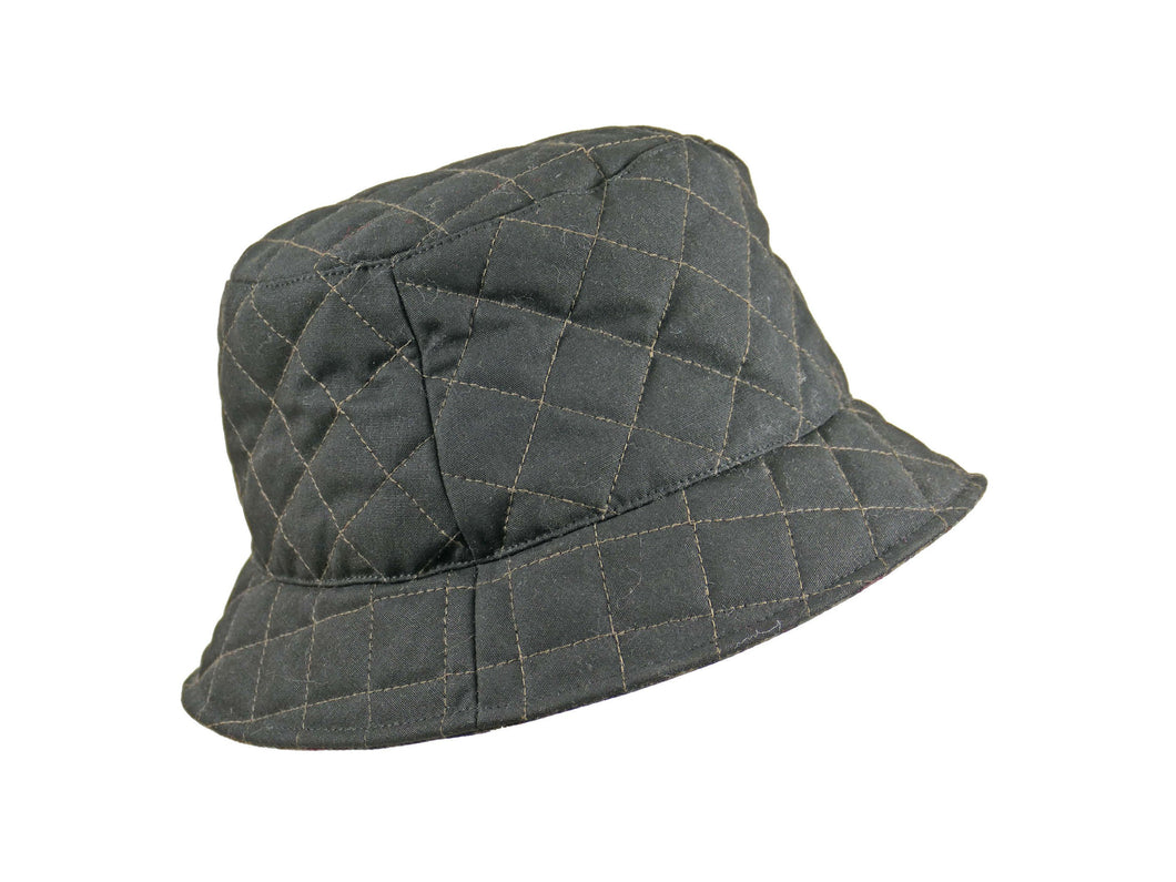 WSC16 Quilted Wax Bucket Hat in Black/Check