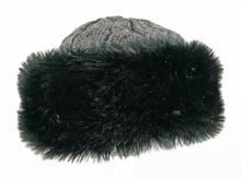 Load image into Gallery viewer, WSK04 Cable Knit/Faux Fur Cossack in Black
