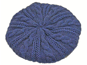 WSK05 Cable Knit Beret in Midnight
