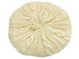 WSK05 Cable Knit Beret in Polar